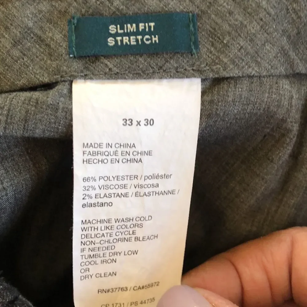 Perry Ellis Slim Fit Stretch Pants I’ve 33x30 GUC Gray Pinstripe